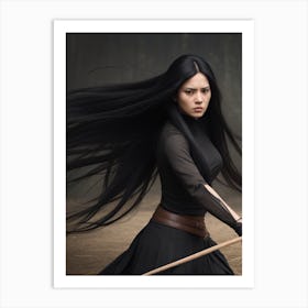 Asian Woman With Long Black Hair Art Print