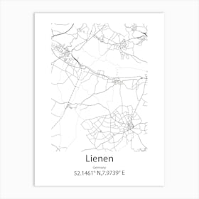 Lienen,Germany Minimalist Map Art Print