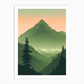 Misty Mountains Vertical Composition In Green Tone 17 Art Print