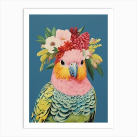 Bird With A Flower Crown Budgerigar 4 Art Print