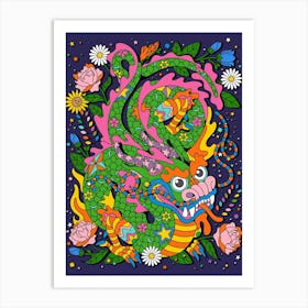 Bohemian Lunar Chinese New Year Dragon Zodiac Print Art Print