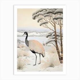 Winter Bird Painting Emu 4 Art Print