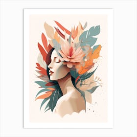 Bloom Body Woman Neutral Colours Boho Style 18 Art Print