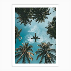 Airplane Flying Over Palm Trees 6 Art Print