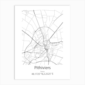 Pithiviers,France Minimalist Map Art Print