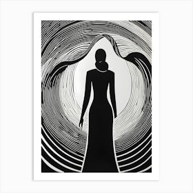 A Linocut inspired woman art, 123 Art Print