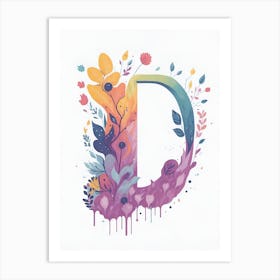 Colorful Letter D Illustration 43 Art Print