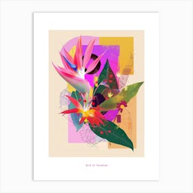 Bird Of Paradise 3 Neon Flower Collage Poster Art Print