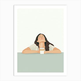 Girl With A Cup Of Coffee Art Print