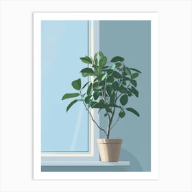 Potted Plant On Window Sill 1 Art Print