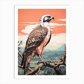 Vintage Bird Linocut Osprey 3 Art Print