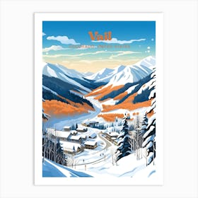 Vail Colorado United States Ski Resort Modern Travel Illustration Art Print