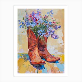 Cowboy Boots And Wildflowers Virginia Bluebells Art Print