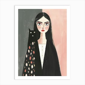 Girl With A Cat 2 Art Print