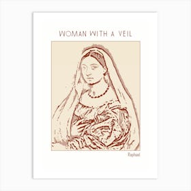 Line Art Minimalist – Woman With A Veil – Raphael – Classic Painting 1 Art Print