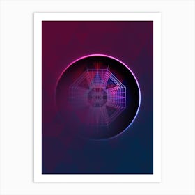 Geometric Neon Glyph on Jewel Tone Triangle Pattern 309 Art Print