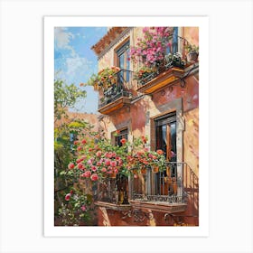 Balcony View Painting In Valencia 2 Art Print