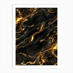 Gold And Black Marble Texture Art Print