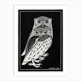 Two Owls, Julie De Graag Art Print