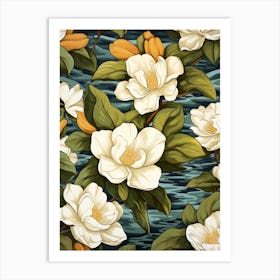 Magnolia Flower Pattern 1 Art Print