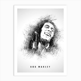 Bob Marley Rapper Sketch Art Print