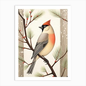 Bird Illustration Cedar Waxwing 1 Art Print