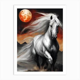 White Horse In The Moonlight 8 Art Print