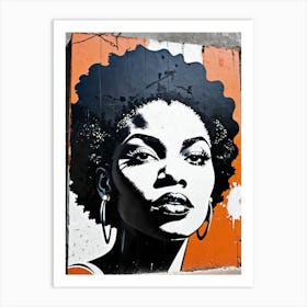 Vintage Graffiti Mural Of Beautiful Black Woman 100 Art Print