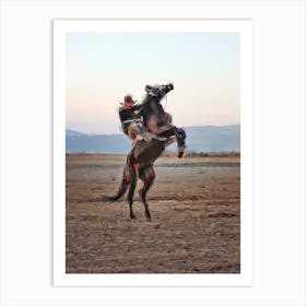 Texas Evening Horse And A Cowboy Art Print