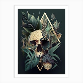 Skull With Geometric 3 Designs Botanical Art Print