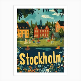 Aihrgdesign A 1970s Inspired Travel Poster For Stockholm 3 Art Print