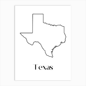 Texas Map Art Print