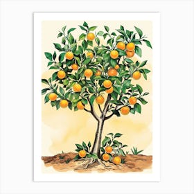 Orange Tree Storybook Illustration 2 Art Print