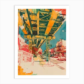 Queens New York Colourful Silkscreen Illustration 2 Art Print