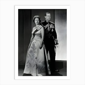 Queen Elizabeth Ii And Prince Philip Portrait Art Print