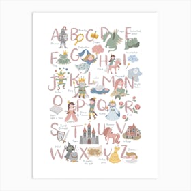 Fairytale Alphabet, Girls Room Decor, Nursery Wall Art Art Print