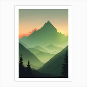 Misty Mountains Vertical Composition In Green Tone 48 Art Print