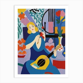 Woman Playing The Guitar 1 Art Print