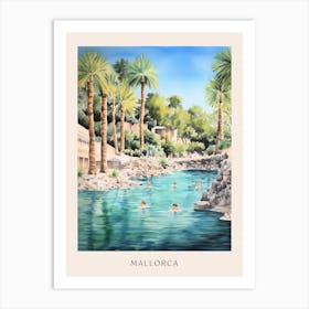 Swimming In Mallorca Spain 2 Watercolour Poster Art Print