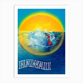 Hawaii, Sunset Surfer Art Print