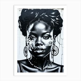 Graffiti Mural Of Beautiful Black Woman 49 Art Print