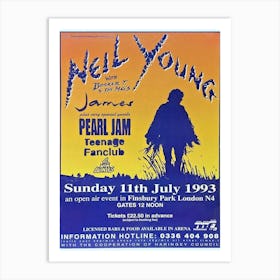 Neil Young & Pearl Jam Concert Poster Finsbury Park London Art Print