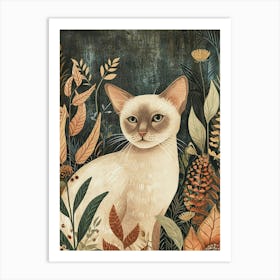 Burmese Cat Japanese Illustration 1 Art Print