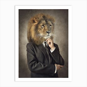 Businessman With Lion Head Art Print