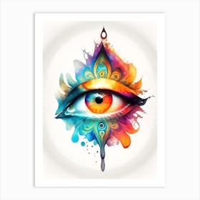 Om Aum, Symbol, Third Eye Watercolour 2 Art Print