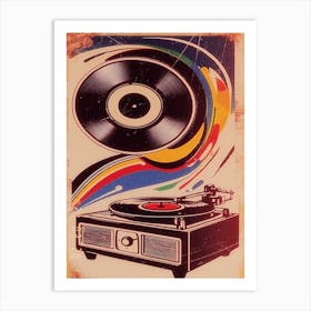 Vintage Record Turntable Art Print