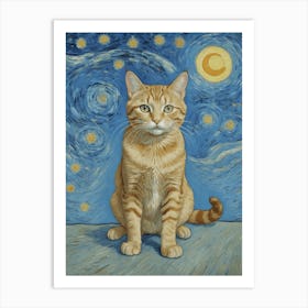 Starry Night Cat Art Print