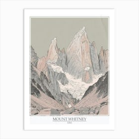 Mount Whitney Usa Color Line Drawing 2 Poster Art Print