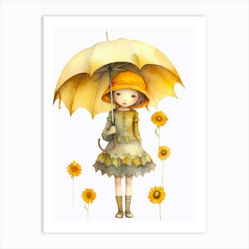 Little Girl With Umbrella 1 Art Print