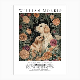 William Morris Print Dog Mamma Puppy Portrait Valentines Mothers Day Gift Botanical Art Print